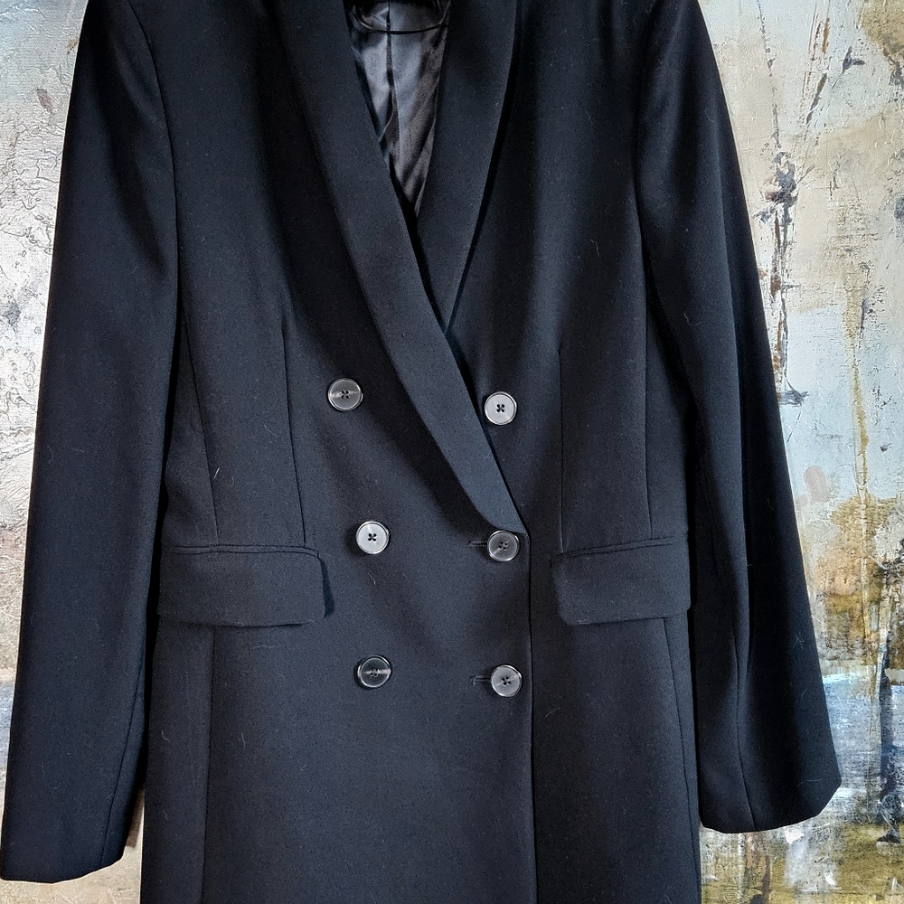 ZARA Black Double-Breasted Shawl Lapel Tuxedo Blazer Jacket -Sz. M
